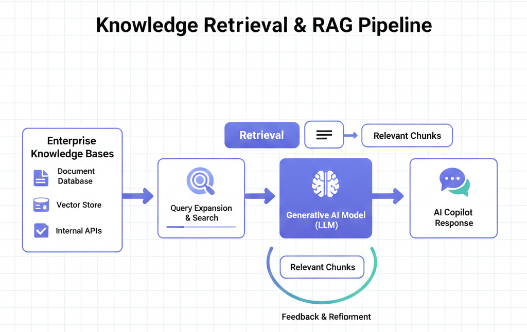 Retrieval-augmented generation for enterprise AI copilots
